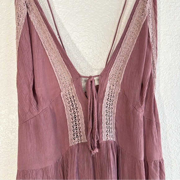 Free People intimately lace corset top adjustable straps, maroon - Picture 7 of 10
